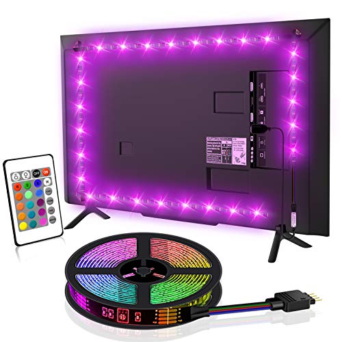 SYOSIN - Iluminación de fondo LED para TV, 4 m, USB, tira de luces LED RGB, con mando a distancia, para televisores de 65 a 75 pulgadas, pantalla de TV, tiras LED. Más [Clase energética A]
