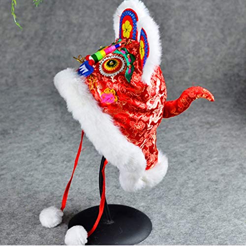 TWDYC Estilo Tradicional China Pequeños Regalos Folk artesanías Hechas a Mano del Bordado de la Cabeza del Tigre niños del Sombrero del bebé (Size : Head Circumference 44-48cm)