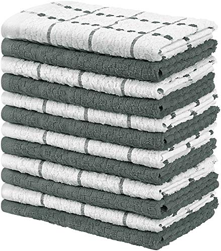 Utopia Towels - 12 Toallas de Cocina, paños de Cocina (38 x 64 cm, Gris y Blanco)