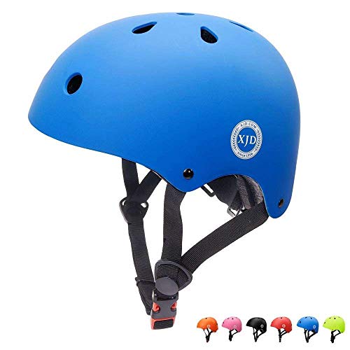XJD Casco de Ciclismo para Niños Ajustable y Resiste al Impacto Ventilación con Muchos Colores -para Multideportivo Patineta Bicicleta Rollerskate Ciclismo (Azul, S)