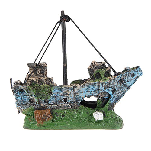 YiGo Simulación Mini putrefacto Pirata Barco pequeño Acuario Fish Tank Paisaje de la decoración del Ornamento turística hundida de la Nave en Forma de 1Pc