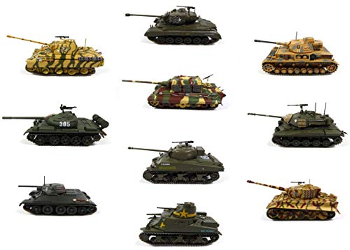 - Lote de 10 Tanques Militares 1:72 Panther + Tiger I + M26 Pershing + JADTIGER + Type 59 + M3 Lee + Pz.Kpfw. IV Ausf. G (sin Caja)