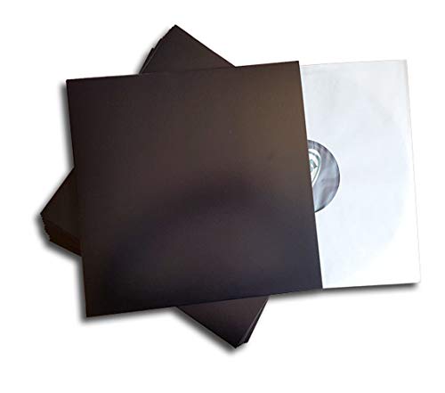 10 Fundas / Carpetas de Cartón Negro SIN Agujero para Discos de Vinilo LP -Marca Cuidatumusica- / Ref.2395