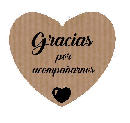 100 Etiquetas adhesivas corazón Gracias por acompañarnos (texto en español)