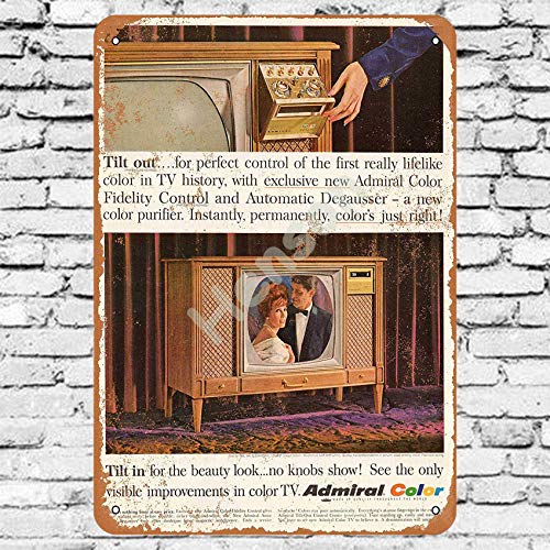 1965 Admiral Color Television Tilt-Out Controls Cartel de chapa de metal pintado decoración de pared moderna sala de juegos reglas de la casa cartel de arte de cartel de calle de metal
