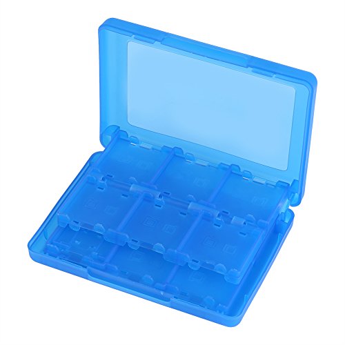 28 en 1 Caja de Cartucho de Tarjeta de Memoria de Videojuego de plásticoEstuche para Tarjetas de Juego para Nintendo Caja de Almacenamiento de Cartucho para Nintendo 3DS DSL DSI LL(Blue)