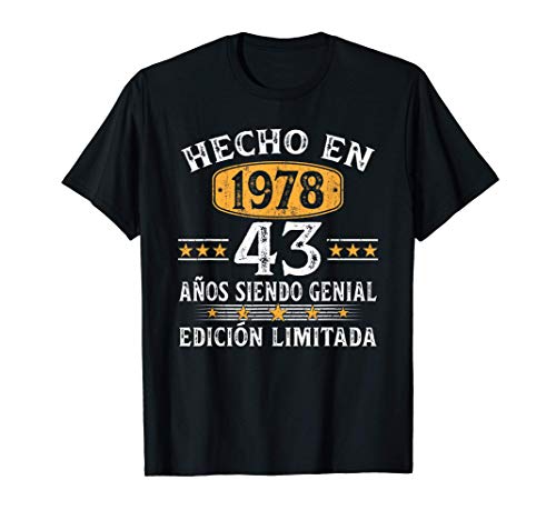43 Años Cumpleaños Regalo Para Hombre Mujer Hecho En 1978 Camiseta