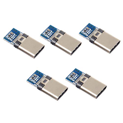 5 piezas/lote de 24 pines USB tipo C macho OTG tipo host tipo 5.1 K resistencia con cubierta negra