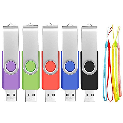 5 Unidades Pendrives 1GB Memorias USB 2.0 - Giratorio Multicolor Pen Drive 1 GB Portátil y Económico Flash Drive - Almacenamiento de Datos Llave USB con 5 Piezas Cuerdas para la Familia by FEBNISCTE