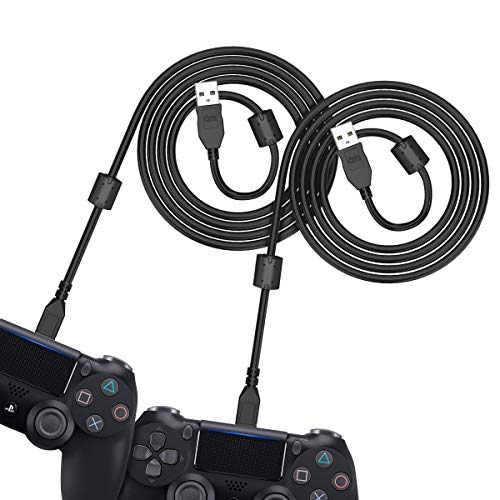 6amLifestyle Cable de Carga del Mando PS4 y Xbox One 3m [2-Unidades] 12 Meses de GARANTÍA/Carga Rápida 2.4A / Transferencia hasta 480Mbps, Cable Micro USB Compatible con Kindle Auriculares y Más