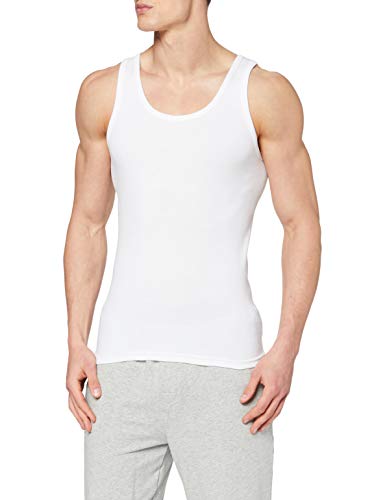 ABANDERADO Camiseta de Tirantes de algodón canalé, Blanco, XXL para Hombre