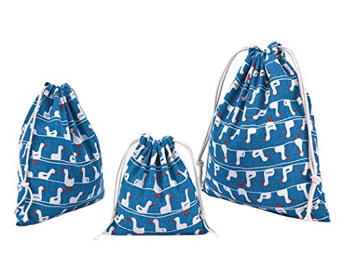 Abaría - 3 Unidades Bolsa de algodón con Cuerdas – Pequeña Saco Bolsas - Bolsa Inserto Organizador para bebé Ropa Juguete pañales - Bolsa de Regalo - 25x 30 cm, 19 x 23 cm, 14 X 16