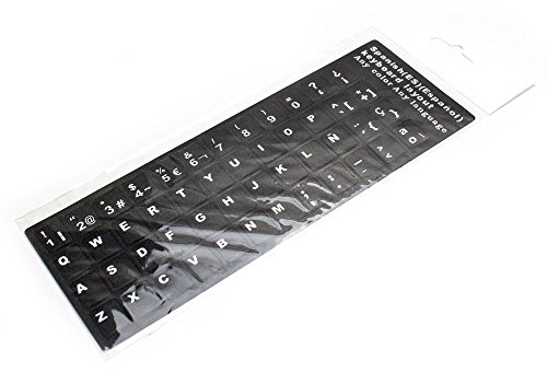Adhesivo Teclado Español (Pegatinas de teclado fuerte, impermeable, cubierta teclado, pegatina de lenguaje, diseño de película protectora, con letras de botón, teclado de computadora, para ordenadores portátiles, para ordenadores de mesa, para pc) - Negro