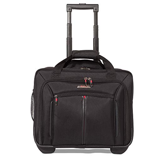 Aerolite 17 Executive Cabin Luggage Business Bag Bolsa para portátil con Ruedas – Aprobado para Ryanair, Easyjet, BA y Jet2, Negro (Negro)