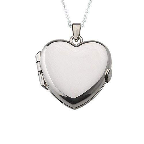 Alylosilver Collar Colgante Guardapelo de Plata De Ley para Mujer de Corazón - Incluye una Cadena de Plata de 45 Centimetros y un Estuche para Regalo