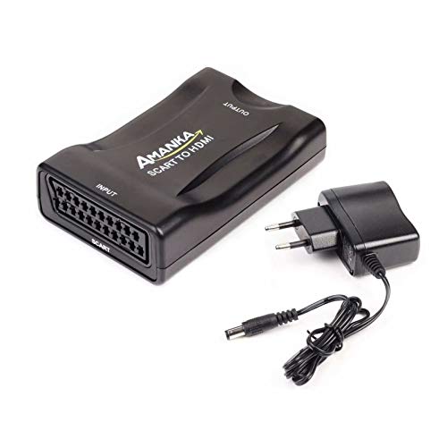 AMANKA Convertidor de SCART a HDMI 1080P Conversor Euroconector a HDMI Adaptador De Vídeo Escalador para HD TV DVD Xbox PS3 BLU-Ray