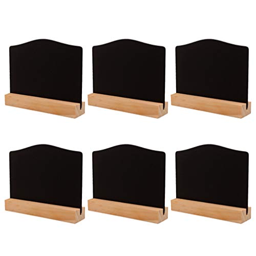 Amosfun - Mini pizarras de mesa de 6 piezas de madera de doble cara con base y mensaje para bar, fiesta en casa