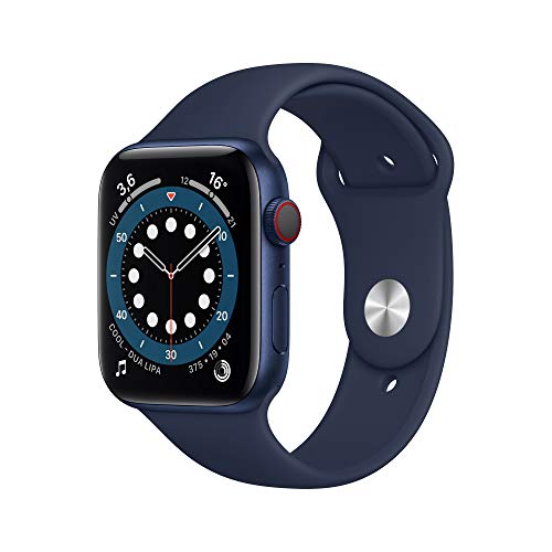 Apple Watch Series 6 (GPS + Cellular, 44 mm) Caja de aluminio en azul - Correa deportiva azul marino intenso
