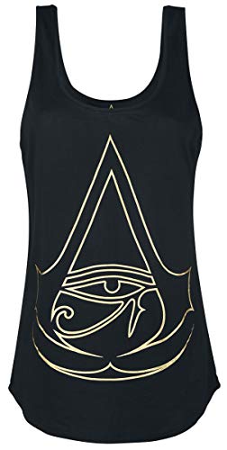 Assassins Creed Camisetas sin Mangas Origins Logo Golden Crest algodón Negro - L