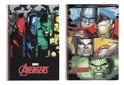 Avengers-los_ Vengadores Libreta Folio 80 Hojas Tapas duras, Color Negro (SAFTA 511734066)