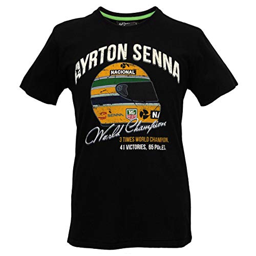 Ayrton Senna Camiseta T-Shirt Campeón Del Mundo, Fórmula 1, F1, ASV-14-105 - Negro, Negro, M