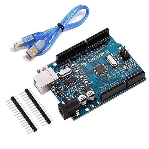 AZDelivery Microcontrolador ATmega328P Tarjeta Placa de desarrollo con Cable USB compatible con Arduino con E-Book incluido!