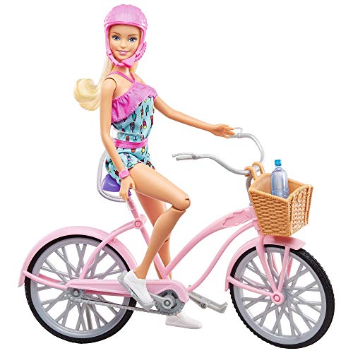 Barbie Muñeca Articulada con Bicicleta y Accesorios (Mattel FTV96)