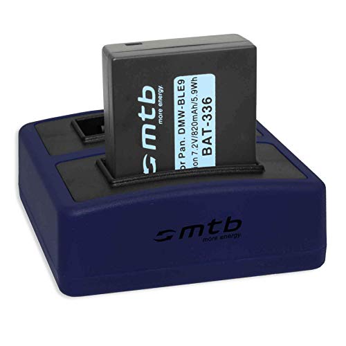 Batería + Cargador Doble Compact (USB) para DMW-BLE9(E), BLG10(E) / Panasonic DMC-GF3, GF5, GF6, GX7, GX80, LX100, TZ81, TZ91, TZ10 - v. Lista! (Cable USB Micro Incluido)