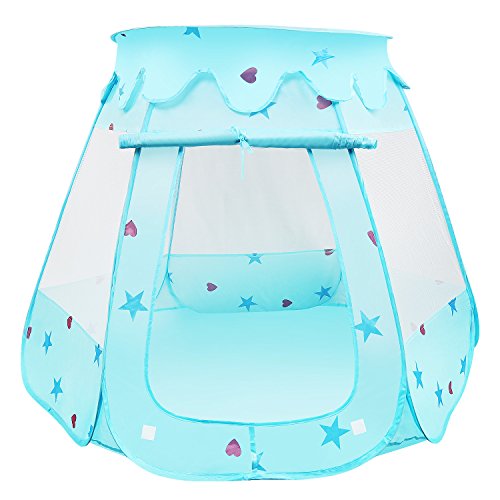BelleStyle Kids Play Tent, Pop Up Princesa Boys Ball Pit House Castillo Plegable para niños en Interiores y Exteriores Uso (Azul)