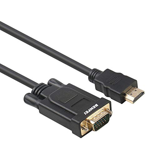 BENFEI Cable HDMI a VGA, Chapado en Oro, Macho a Macho para Ordenador, portátil, PC, Monitor, proyector, HDTV, Chromebook, Raspberry Pi, Roku, Xbox y más, Color Negro 4,5 m