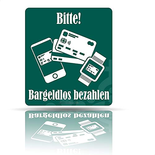 Berossi Bitte Bargeldlos - Cartel de aviso con tarjeta para pagar sin dinero en efectivo - Lámina autoadhesiva fuerte soporte | 1 pieza rectangular adhesivo fácil de pegar
