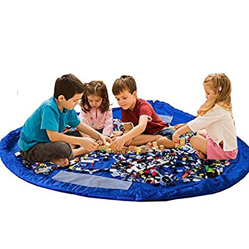 BigNoseDeer Children Play Mat bebé Plegable Bolsa de Almacenamiento de Juguetes de los niños del Juguete del niño Alfombra Organizador de 60 Pulgadas (150 cm) (Azul)