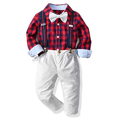 Binxory Niños Trajes de Bebé Niño Trajes de Caballeros Pajaritas Camisas + Pantalones de Tirantes