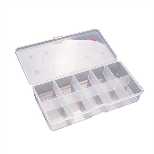 Bireegoo 1 caja de almacenamiento para uñas postizas de 10 celdas, para almacenamiento de uñas postizas (17,5 x 8,5 cm)