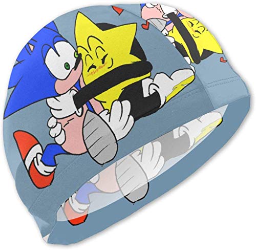 Blue Hedgehog Speed of Hero Sonic and Ristar Creativity Personalized Lycra Swim Cap Single Cap for Unisex-Children