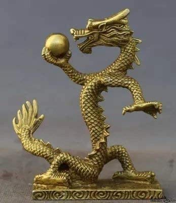 BNHY Coleccionables latón Feng Shui Dragón Animal Jugar a la Pelota Lucky Estatua 12 del Zodiaco Ornamento Lindo Figurita Oficina Regalos Hechos a Mano Decoraciones caseras 124