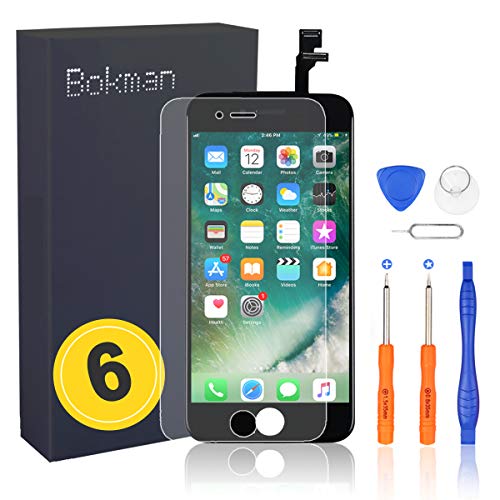 Bokman LCD Pantalla para iPhone 6, Táctil LCD Reemplazo con Herramientas de Reparación(Negro)