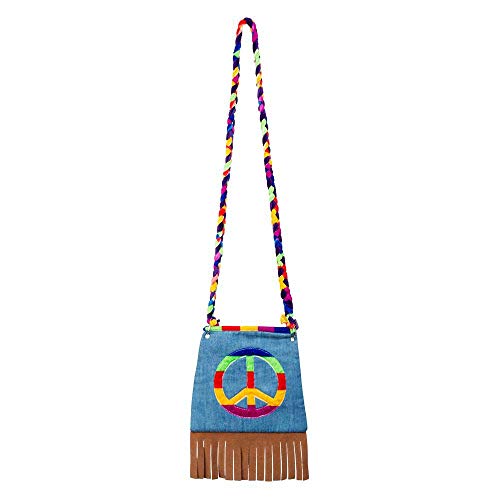 Boland 44519 - Bolso de mano con diseño de la paz, hippy, paz, Flower Power, accesorios, años 60, fiesta temática o carnaval