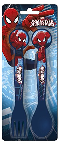Boyz Toys Juego de Cubiertos - Spider Man, Azul, 9x1.5x22 cm