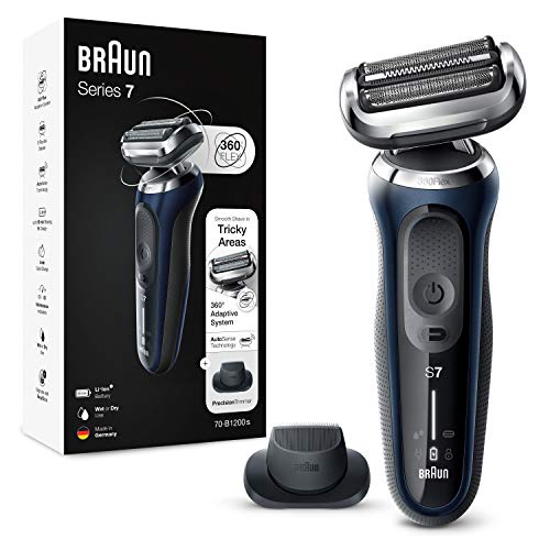 Braun Series 7 70-B1200s - Afeitadora Eléctrica, máquina de afeitar barba hombre de Lámina, con Recortadora de Precisión, Uso en Seco y Mojado, Recargable, Inalámbrica, Azul