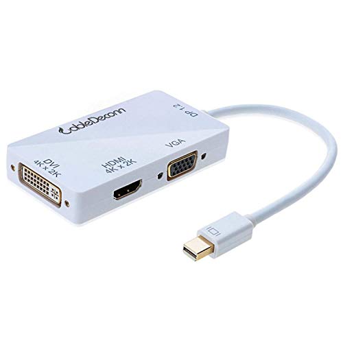 CableDeconn Mini Displayport (Thunderbolt Compatible) a HDMI/DVI/VGA Macho a Hembra 3-en 1 Cable Adaptador Convertidor de Displayport 1,2 Permite Playwell 4K*2K