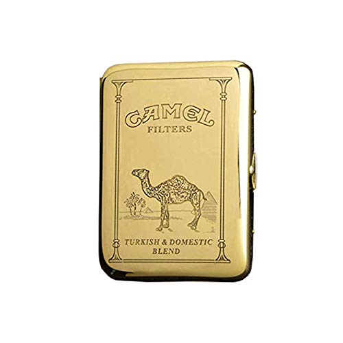 Caja de Cigarrillos Portátil Grabado 12/16 Clamshell Metal Cobre Copresion Cigarette Cable Caja de Tabaco (1pcs) (Color : Eight Treasure Camel)