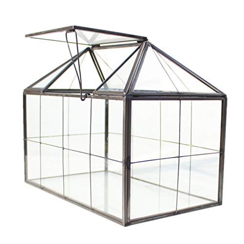 Caja de cristal para joyería de terrario, caja de vidrio transparente, forma de casa cerrada, geométrica, mesa suculenta, maceta (sin planta) exquisita
