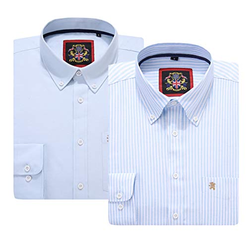 Camisa Oxford de manga larga para hombre. Compra una sola o con su color liso a juego, paquete de 2 pares de Kensington, cuello con botón y bolsillo, 12 colores, auténtica tela Oxford.