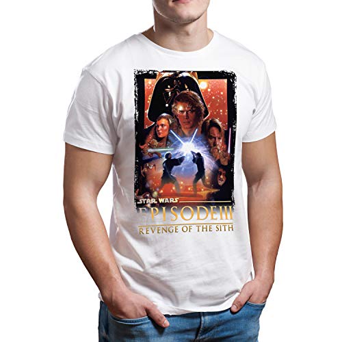 Camiseta Hombre Star Wars: Episodio III - La Venganza de los Sith (Blanco, M)