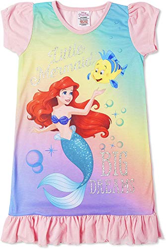 Camisetas de princesa Disney con el Rey León, Aladino, Cenicienta, La Patrulla Canina, La Sirenita. Producto oficial para niños, camisón para princesas Sirenita 7-8 Años