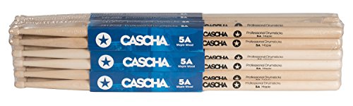 CASCHA HH 2039 - Baquetas profesionales para batería, 5A, 12 pares (24 piezas), madera de arce