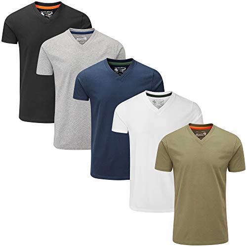 Charles Wilson Paquete 5 Camisetas Cuello Pico Lisas (X-Large, Essentials Type 23)