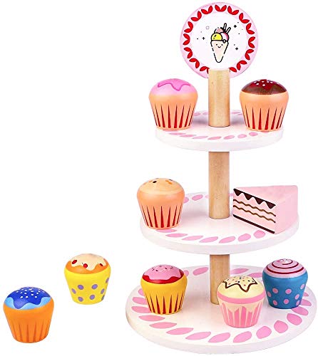 Cocinitas de Juguetes Accesorios Cupcakes Juguetes para Niños Tarta Alimentos Comida Juguete de Madera Utensilios de Cocina Juegos de Imitación Regalos Navidad Cumpleaños Juguetes Niña 3 4 5 6 Años