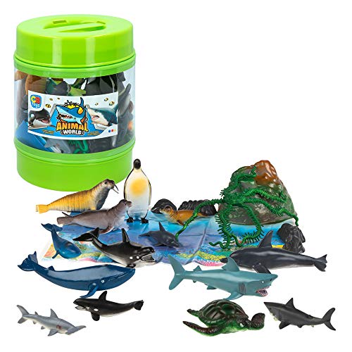 ColorBaby - Bote con animales marinos Animal World, 21 piezas (43436)